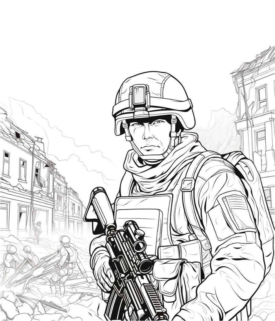 Simple SWAT Officer Coloring Page