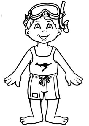 Exciting Young Swimmer Coloring Page