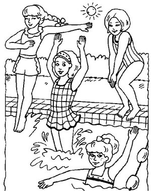 Girls Swimming in Pool