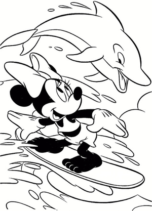 Minnie Mouse Swimming with a Dolphin