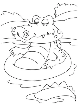 Swimming Crocodile Coloring Page