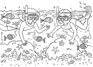 Two Children Swimming in the Ocean