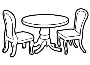 Coloring Page of a Table and Chairs Coloring Page