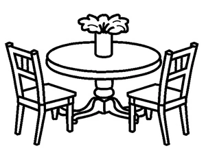 Simple Table and Chairs Coloring Page