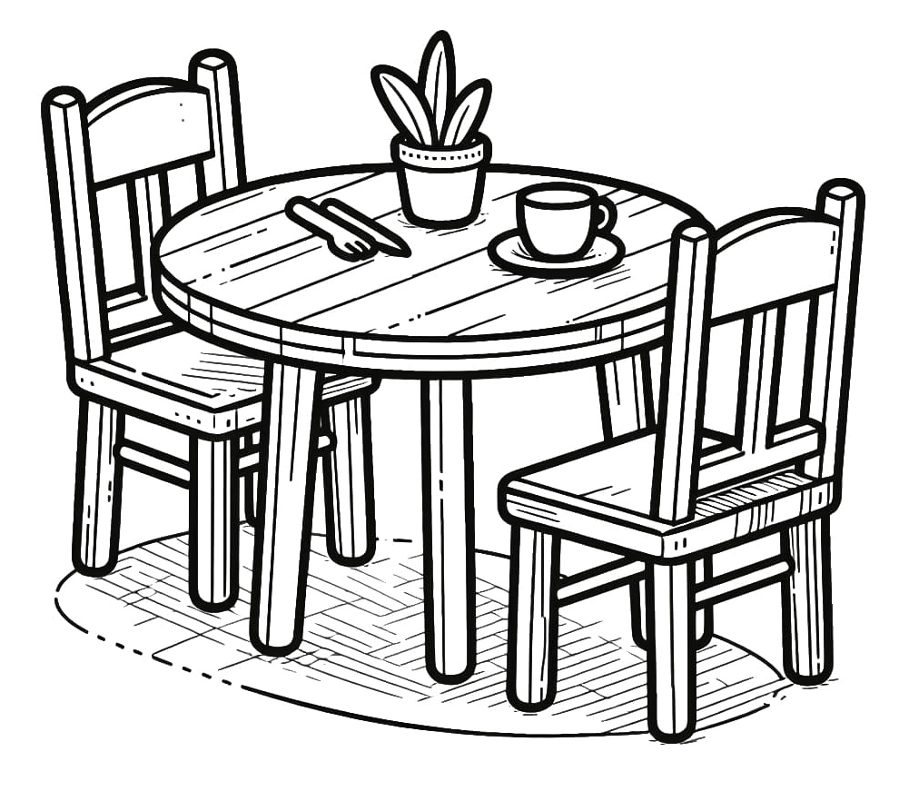 Table and Chairs Coloring Page Coloring Page