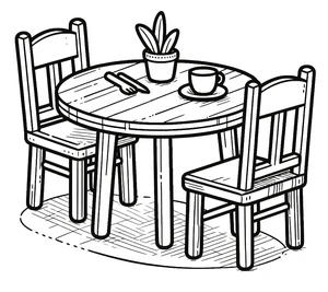Table and Chairs Coloring Page Coloring Page