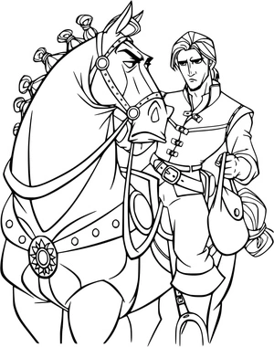 Flynn and Maximus from the movie Tangled Coloring Page