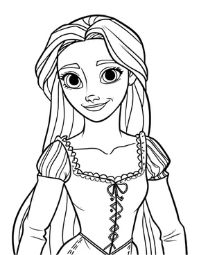Illustration of Rapunzel Coloring Page