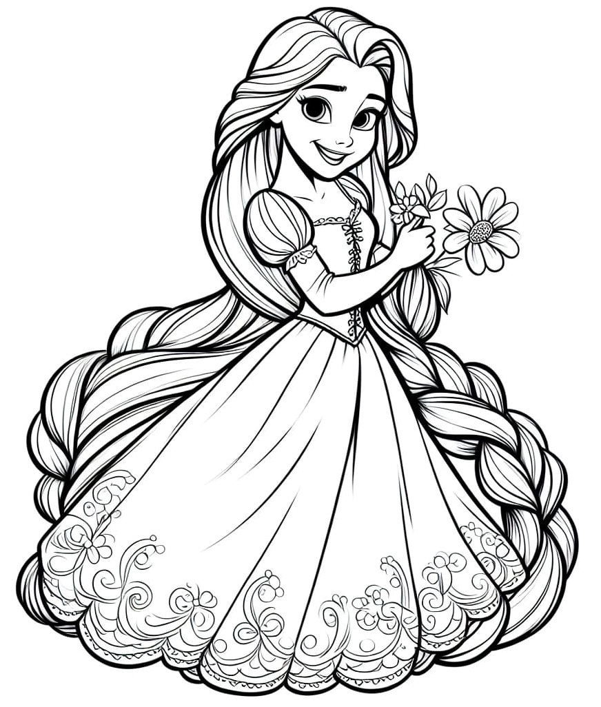Printable Adorable Rapunzel Coloring Page Coloring Page