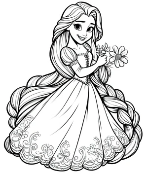 Printable Adorable Rapunzel Coloring Page Coloring Page