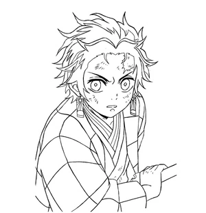 Exhausted Tanjiro Coloring Page