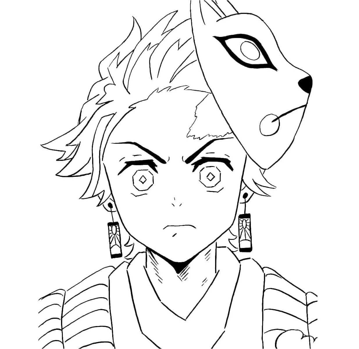 Focused Tanjiro Coloring Page