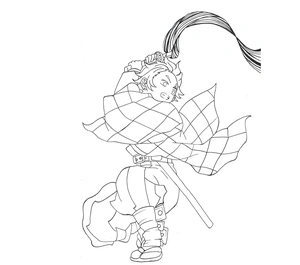 Outline of Tanjiro Coloring Page