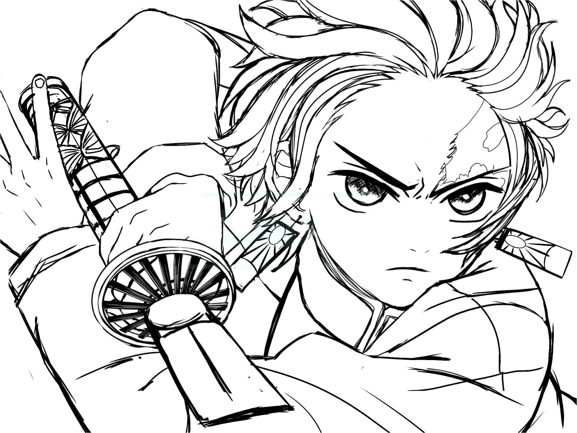 Printable Coloring Page of Tanjiro Coloring Page