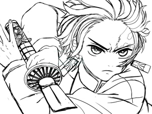 Printable Coloring Page of Tanjiro