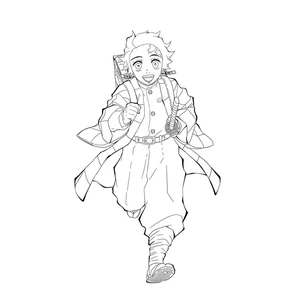 Tanjiro in Motion Coloring Page