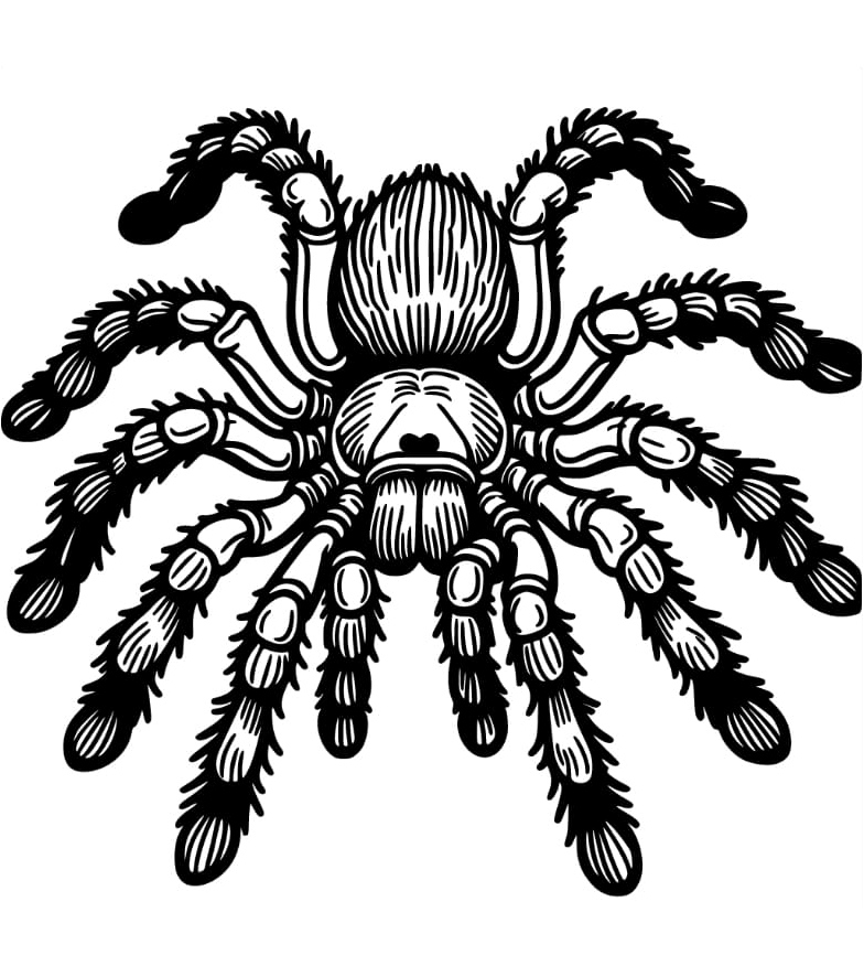 Fuzzy Tarantula Spider Coloring Page