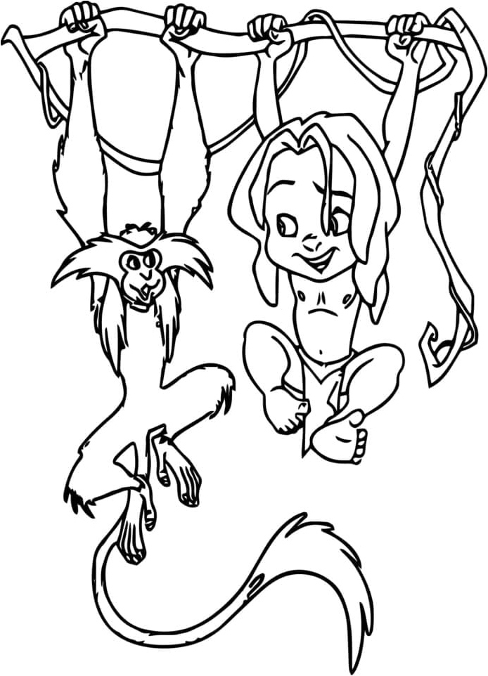 Adorable Tiny Tarzan Coloring Page