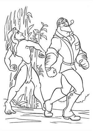 Hilarious Tarzan and Clayton Coloring Page