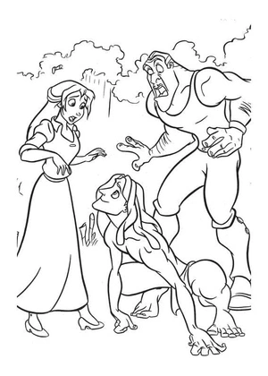 Jane, Tarzan, and Clayton Coloring Page