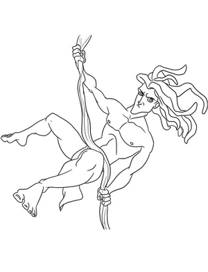 Swinging Tarzan Coloring Page