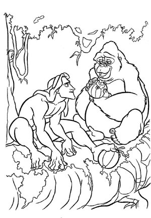 Tarzan and his gorilla mother, Kala Coloring Page