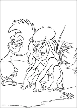 Terk and Tarzan Junior Coloring Page