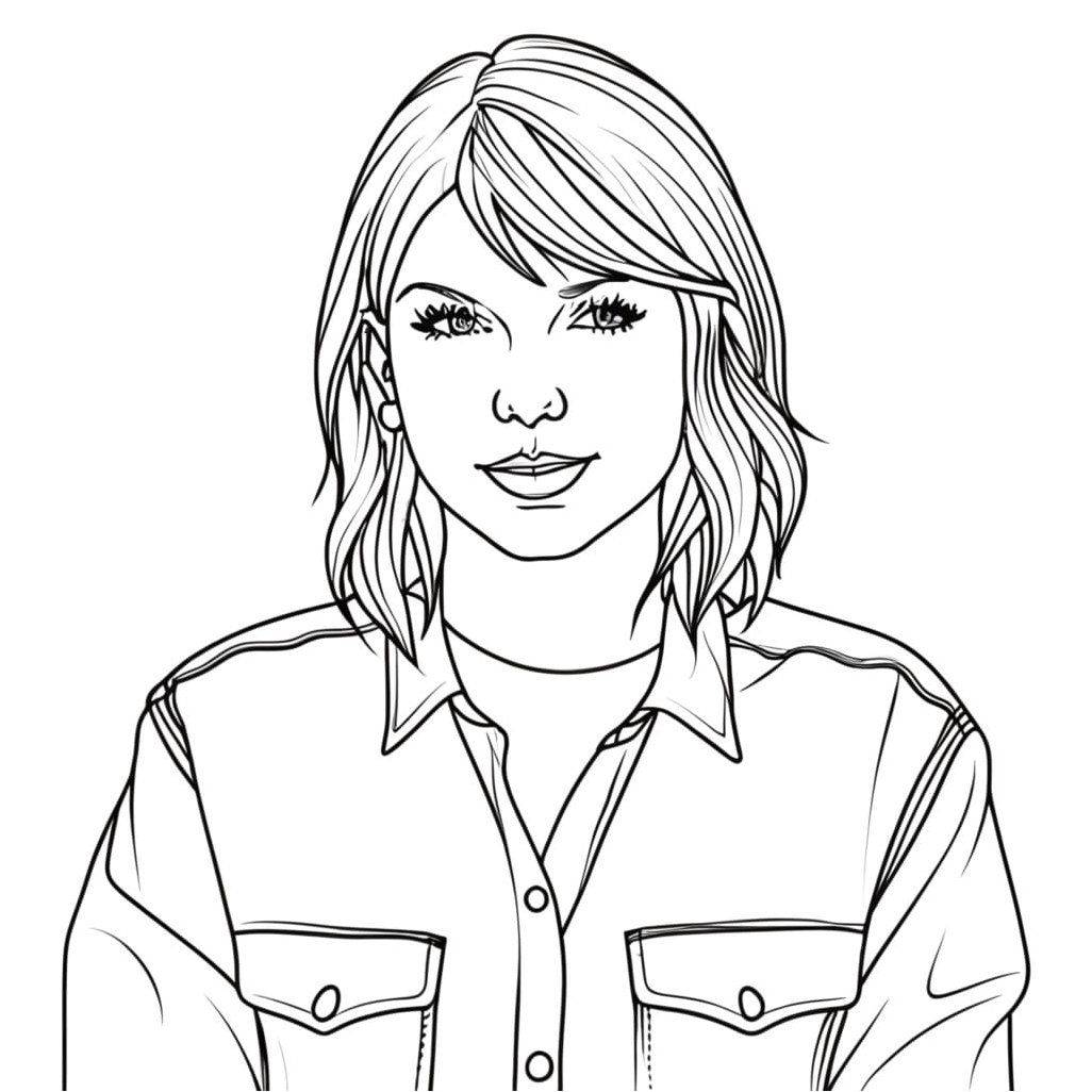 Taylor Swift's Smiling Face Coloring Page