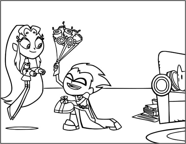 Robin Wishes Happy Birthday to Her Girlfriend Coloring Page