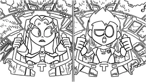 Starfire and Robin Enjoy the Rides Coloring Page