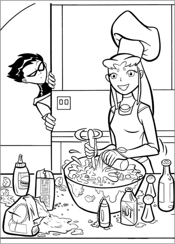 Starfire decided to delight Robin by creating a berry pie. Coloring Page