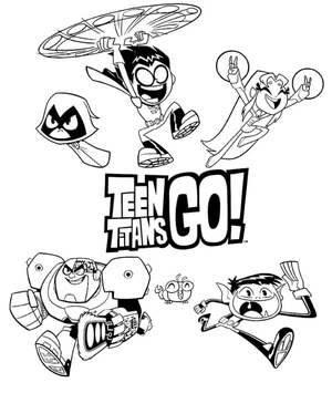 The coloring page name is: 

"Running Teen Titans Go Team" Coloring Page