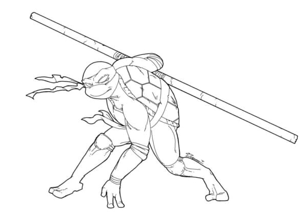 Donatello is prepared to launch an aggressive attack as if there were no tomorrow. Coloring Page