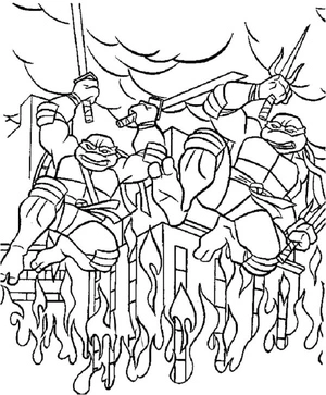 Fiery Turtles Coloring Page