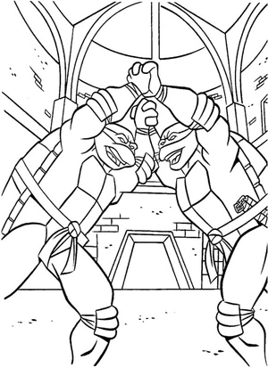 Michelangelo Battling His Own Reflection Coloring Page