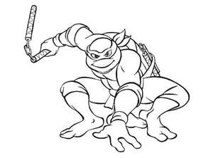 "Mike Touches Down and is Prepared for Battle" Coloring Page