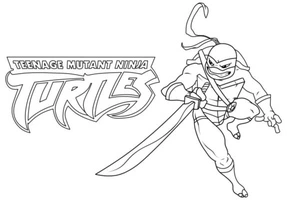 Ninja Turtle wielding a sword Coloring Page