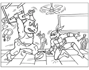 "Rocksteady: The Powerful Rhino, Shredder's Sidekick, and Turtle Adversary" Coloring Page