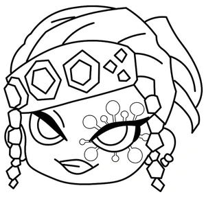 Chibi Face of Tengen Uzui Coloring Page