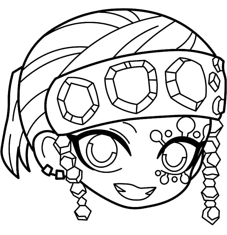 Chibi Tengen Uzui's Face Coloring Page