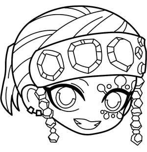 Chibi Tengen Uzui's Face Coloring Page