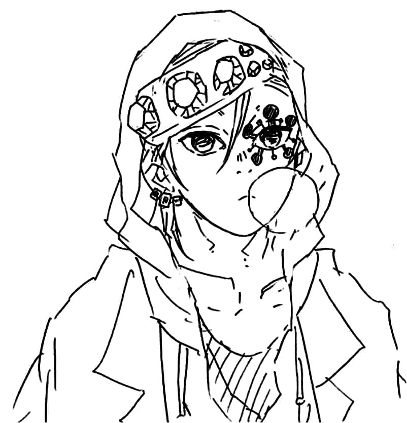 Chill Tengen Uzui Coloring Page