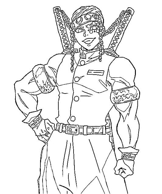 Happy Tengen Uzui Coloring Page