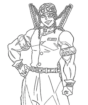 Happy Tengen Uzui Coloring Page