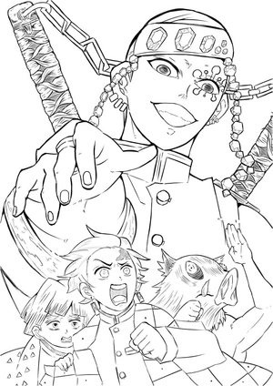 Tengen Uzui from the anime Demon Slayer Coloring Page