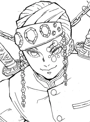 Tengen Uzui, the Handsome Warrior Coloring Page