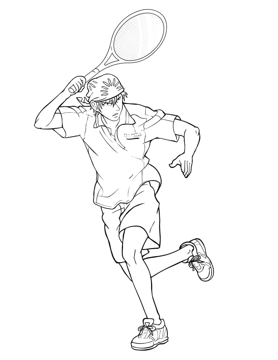 Anime Tennis Player on a Coloring Page Coloring Page