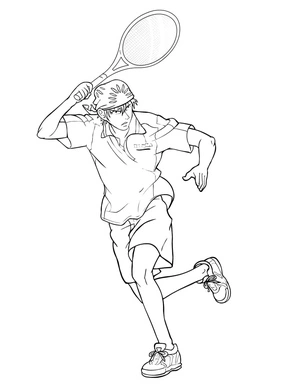 Anime Tennis Player on a Coloring Page Coloring Page