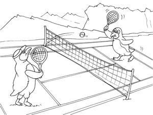 Penguins Playing Tennis