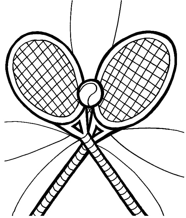 Rackets and Tennis Ball Coloring Page